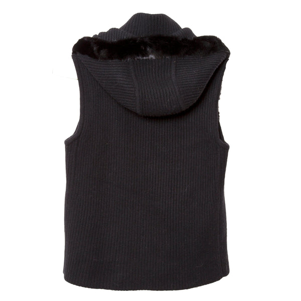 Black Mink Hoodie Vest