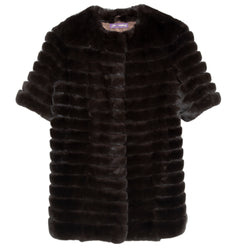 Collarless Rex Jacket (Long Version) Chocolate Brown