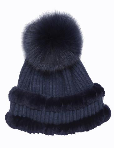 Hilary Angora Rex Whipstitch Knit Hat