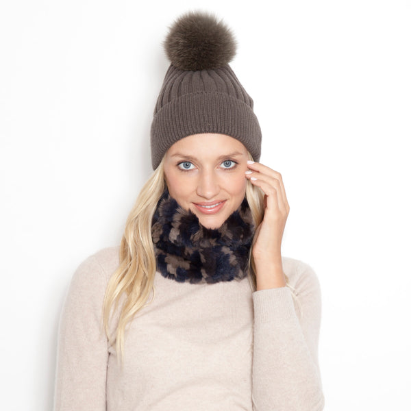Solid Color Hat with Cuff and Matching Pom Pom