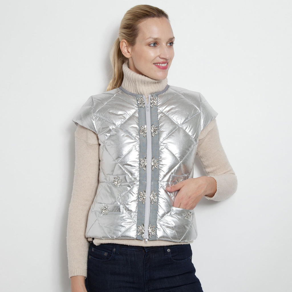 Silver Metallic Cutaway Vest