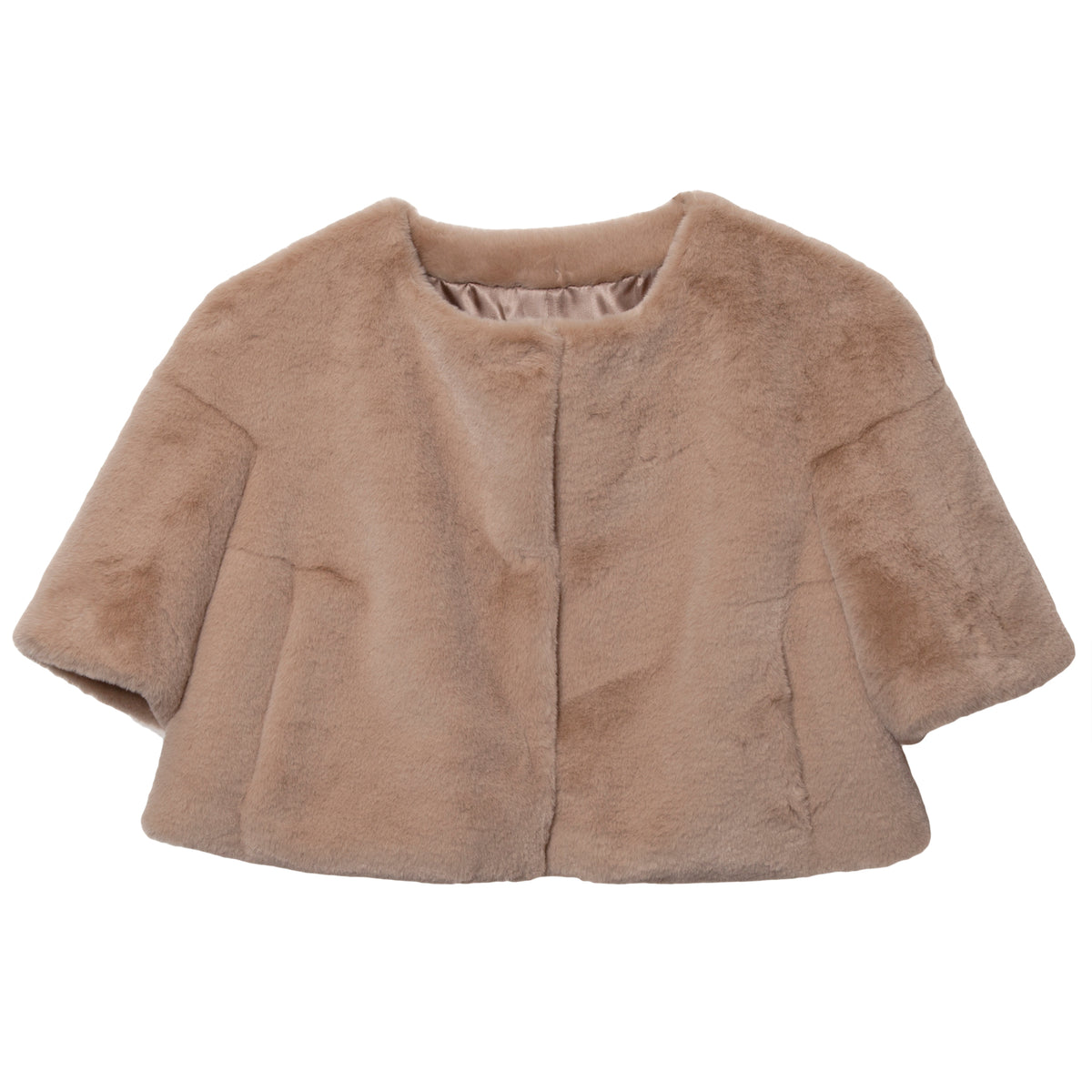 Cropped Collarless Faux Mink Bolero in Black – glamourpussnyc