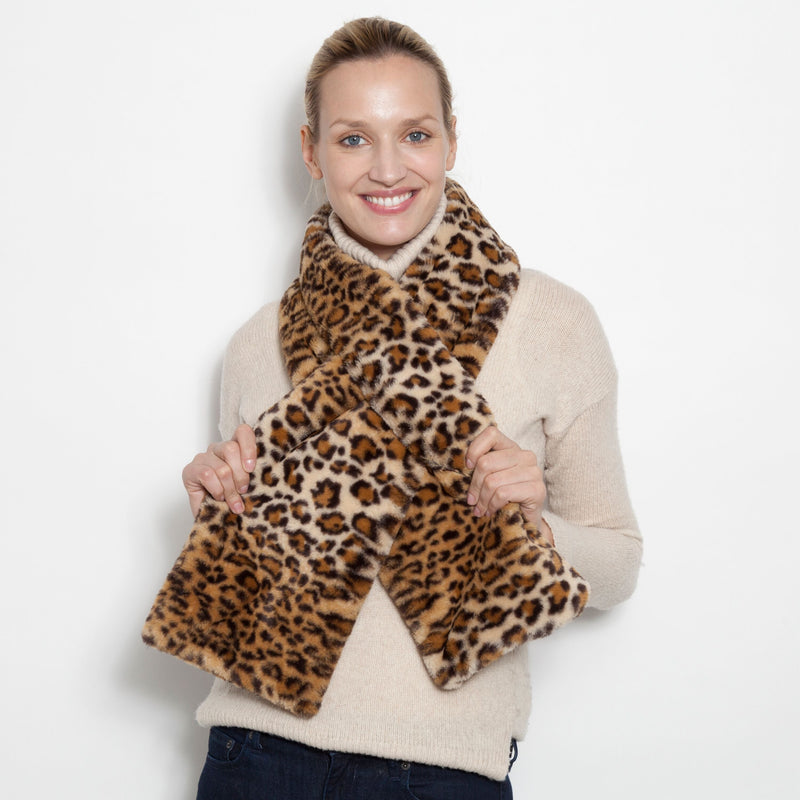 Faux Pull Through Scarf in Leopard