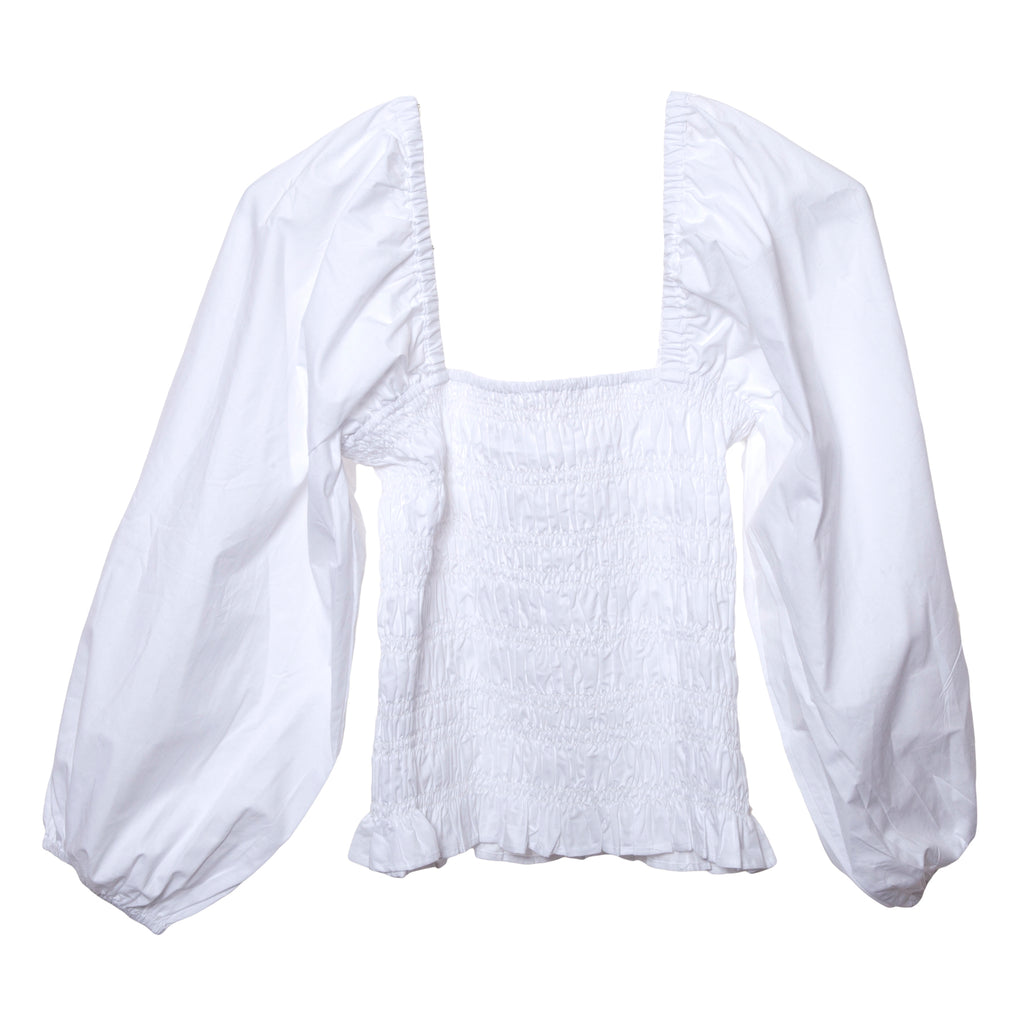 Sisley Smock Top White Poplin – glamourpussnyc