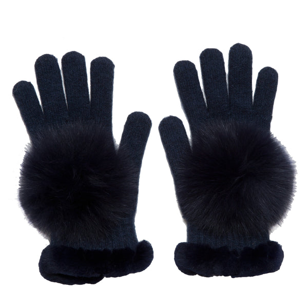 The Hilary Whipstitch Fur Knit Gloves