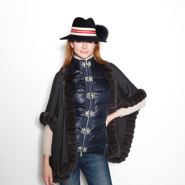 Signature Oversize Snap Sleeve Poncho Pewter