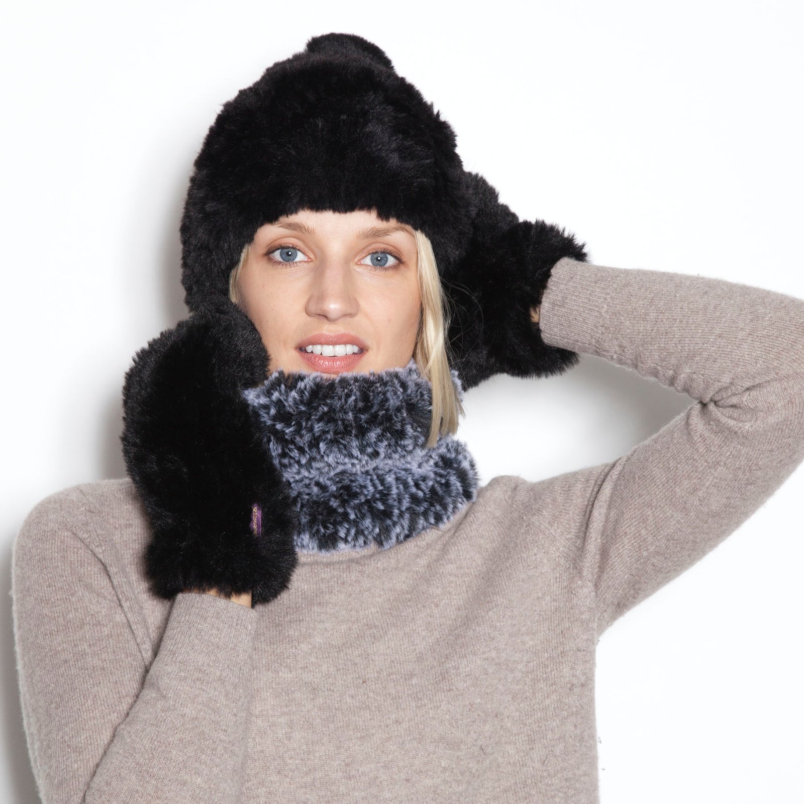 ? GlamourPuss NYC Embellished Metallic & Fox Fur Pom-Pom Beanie FOX News Embroidered Pom Pom Beanie main image 2