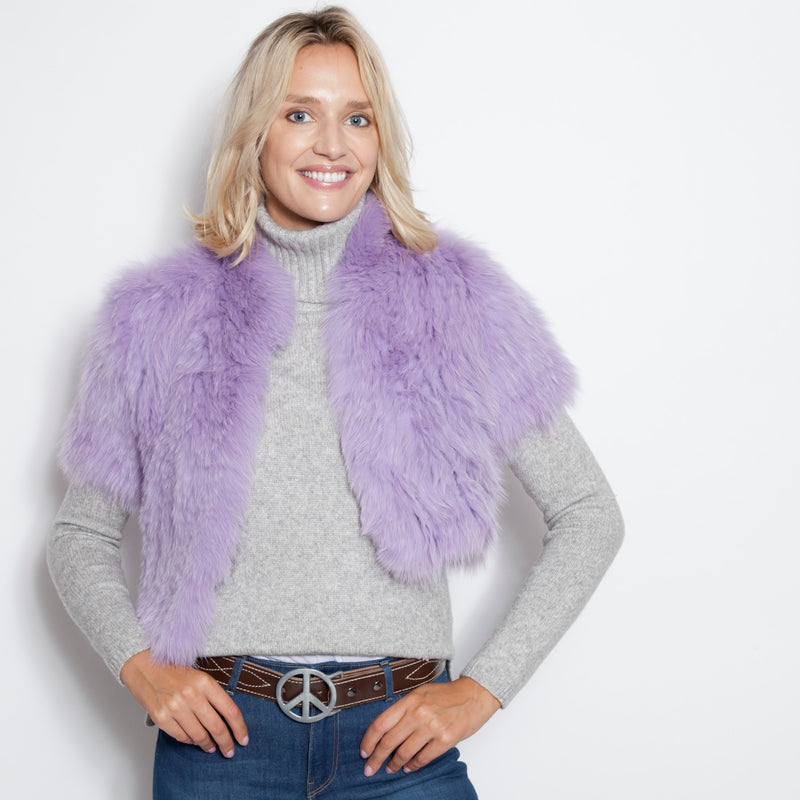 Signature Knitted Fox Bolero Lavender