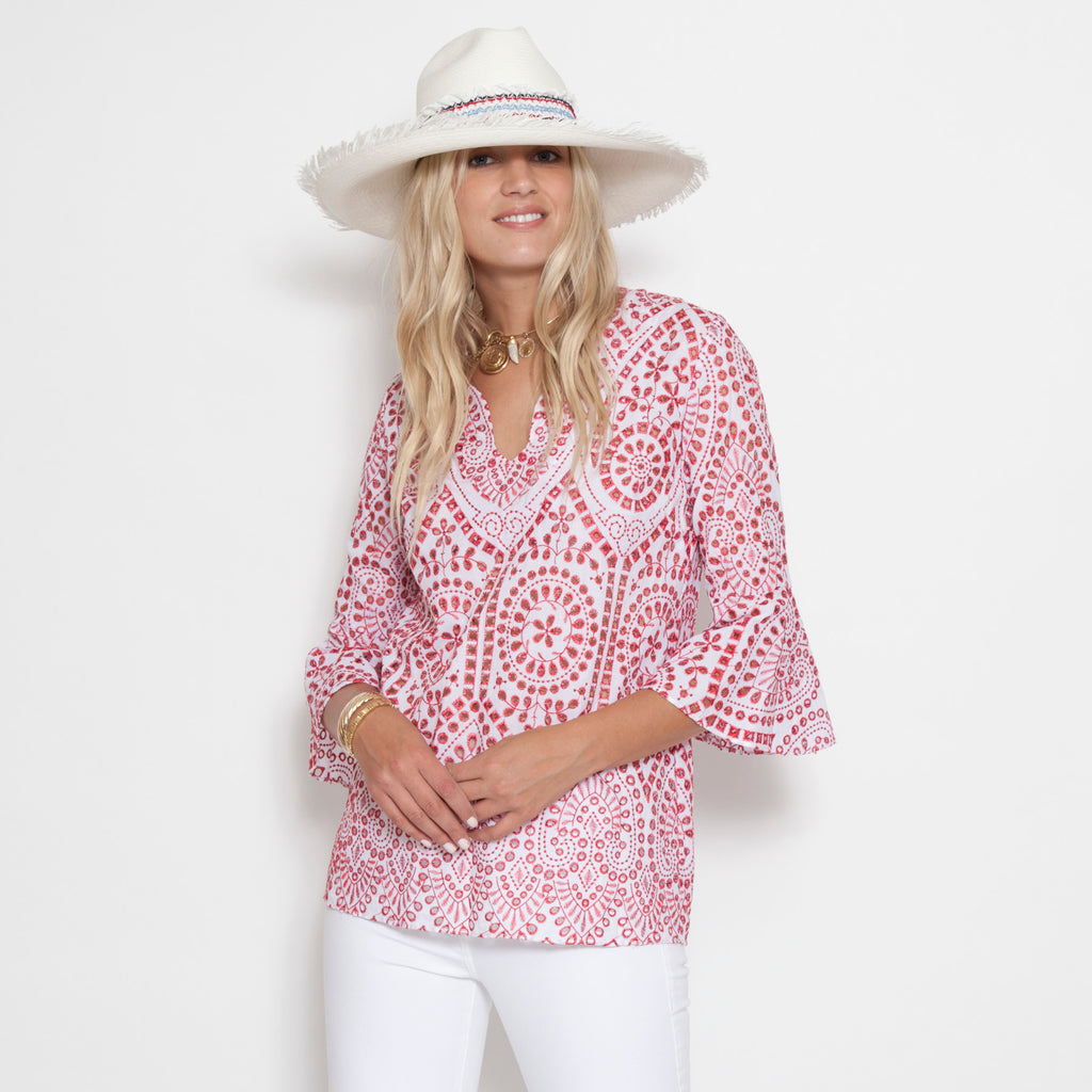 Flounce Sleeve Tunic Top(AVAILABLE IN MORE COLORS/PRINTS)