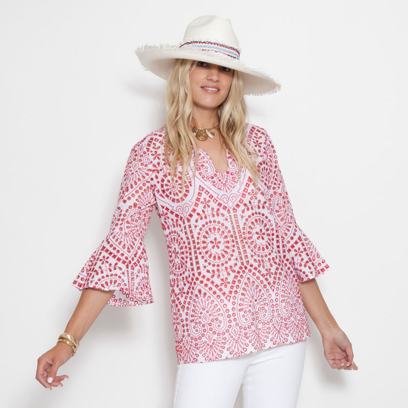 Flounce Sleeve Tunic Top(AVAILABLE IN MORE COLORS/PRINTS