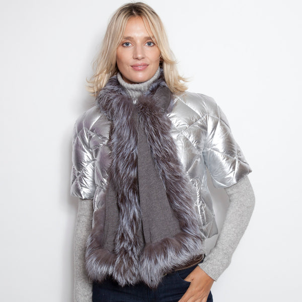 Jersey Scarf with Silver Fox Trim in 6 Colorways