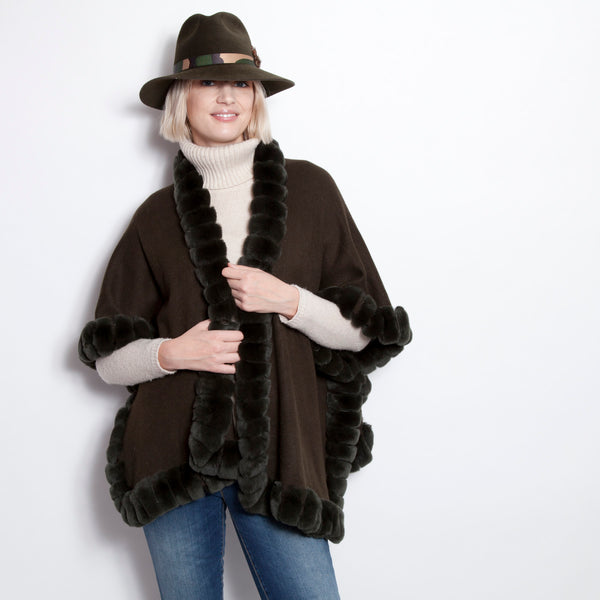 Signature Oversize Snap Sleeve Poncho Hunter
