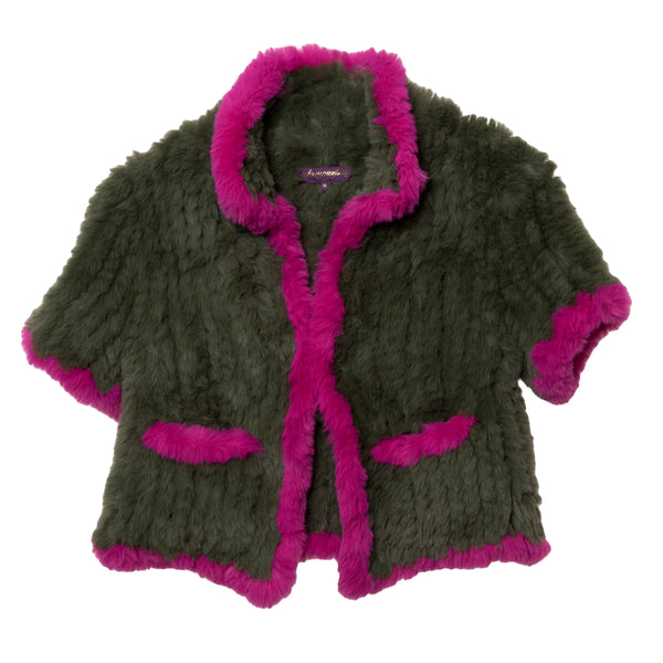 Knitted Faux Bolero Army Fuschia