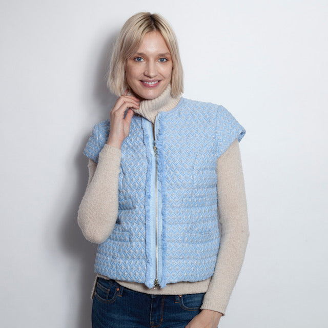 Sky Blue Brocade Vest